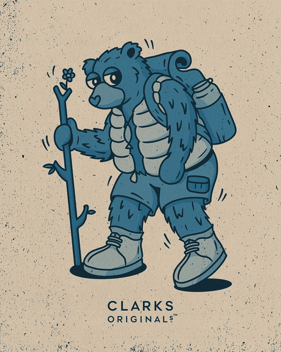 clarks originals trek bear illustration